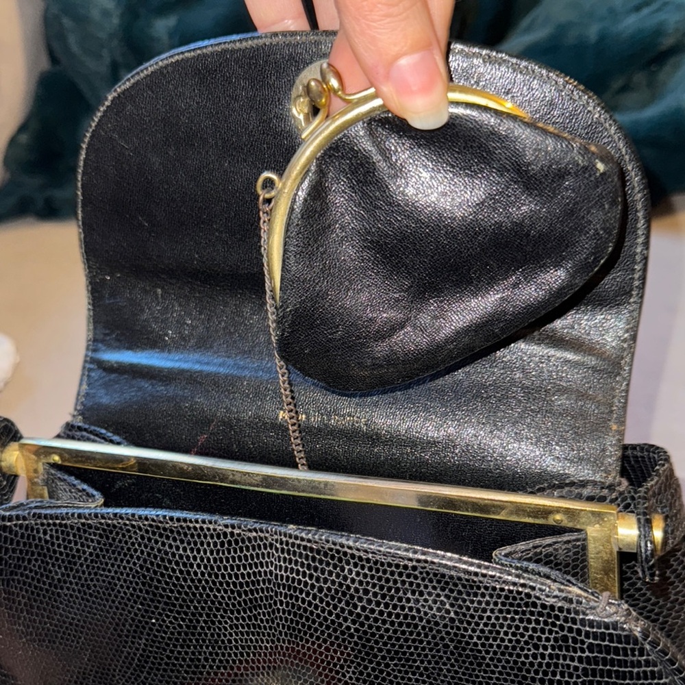Vintage Black Reptile Leather Handbag - Picture 12 of 15